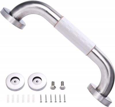 Barre d'appui de douche (30 cm, blanche), fixation murale, poignée de sécurité pour toilettes, salle de bain, cuisine