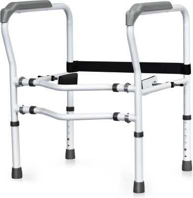 Barre d'appui pour toilettes, Barre de sécurité, Poignées avec pince de fixation, Accoudoir antidérapant,gris