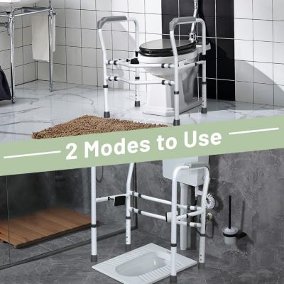 Barre d'appui pour toilettes, Barre de sécurité, Poignées avec pince de fixation, Accoudoir antidérapant,gris