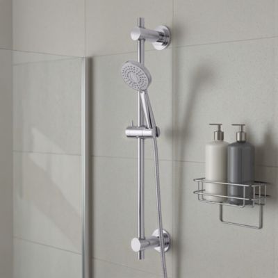 Barre de douche à ventouses avec support douchette, chrome, GoodHome