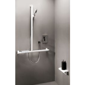 Set pour douche double fonction modéle slim avec douchette à main et pommeau  douche - 25 cm diamétre pommeau douche - barre de fixation à paroi