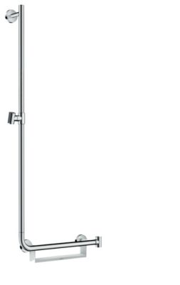 Barre de douche L.110 cm avec poignée à droite, sans flexible, blanc et chrome, Hansgrohe Comfort Unica