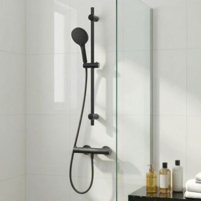 Barre de douche réglable GoodHome Cavally noir