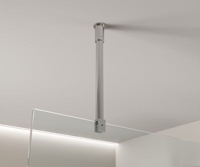 Barre de fixation plafond pour paroi douche à l'italienne épaisseur 8 à 10 mm- Chrome