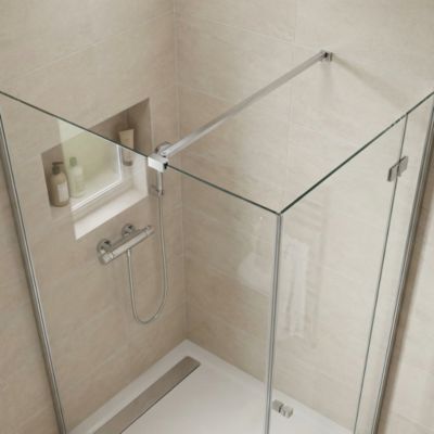 Barre de fixation/stabilisation pour paroi de douche L.70 cm, aluminium chrome, GoodHome Ledava