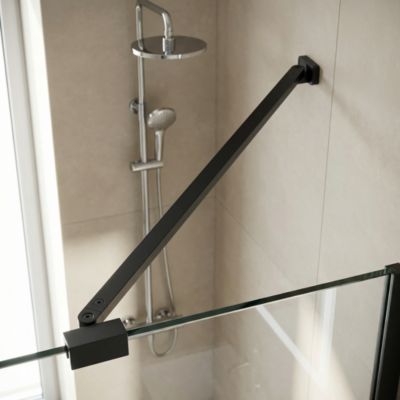 Barre de fixation/stabilisation pour paroi de douche L.70 cm, aluminium noir, GoodHome Ledava
