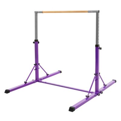 Barre de gymnastique pliable pour enfants Hauki réglable 95.5-150cm lilas structure en acier et bois