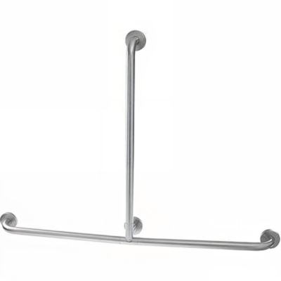 Barre de relèvement et appui droite en T horizontal 1 remontée PMR normes handicapé SANINDUSA NewWCCare inox brossé
