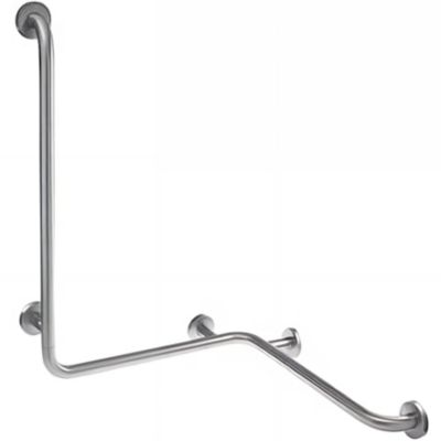 Barre de relèvement et appui en angle horizontal et vertical PMR normes handicapé SANINDUSA NewWCCare inox brossé