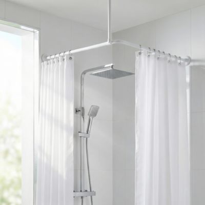 Barre de rideau de douche à angle droit, blanc, Cooke & Lewis Nira