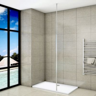Barre de stabilisation et fixation plafond pour paroi de douche - L 203-320cm - alu chrome - pour des verres de 8 mm