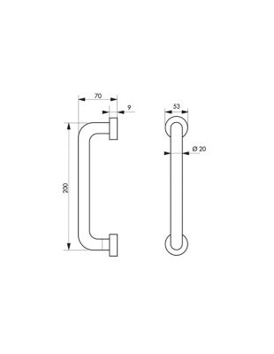 Barre droite de maintien, inox 304, longueur 200mm, diamètre 19mm, finition inox brossé - THIRARD