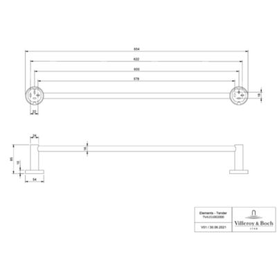 Barre porte-serviettes VILLEROY ET BOCH Elements - Tender