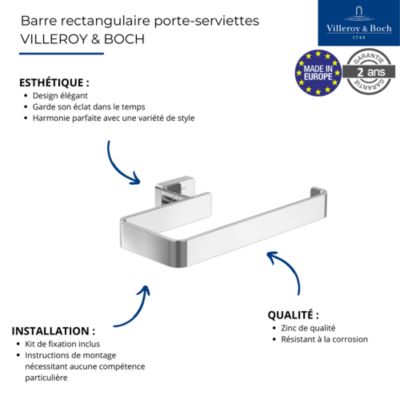 Barre rectangulaire porte-serviettes VILLEROY ET BOCH Elements - Striking Chrome