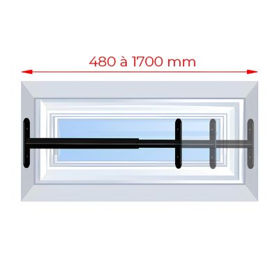 Barreau télescopique de fenêtre, acier noir, Afbat, L.48 à 90 cm