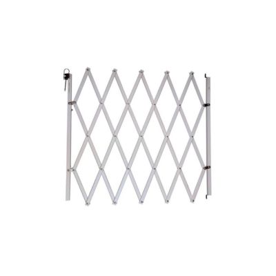 Barrière animaux rétractable bois blanc Stop'Fix ajustable 60-110cm