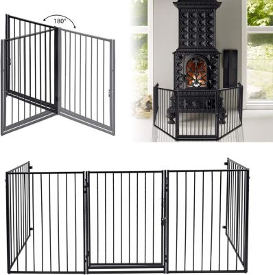 Barrière de Protection de Cheminée Noir avec Porte