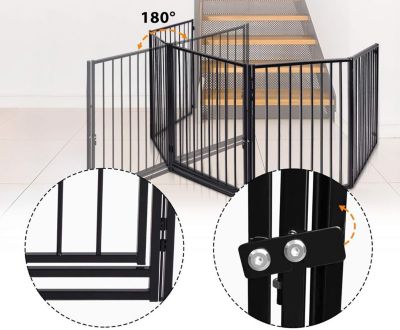 Barrière de Protection de Cheminée Noir avec Porte