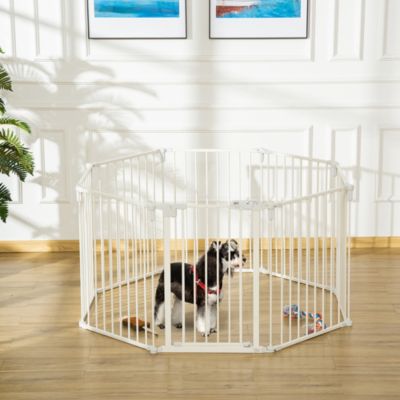 Barrière de sécurité pliable pour animaux en plastique blanc avec porte