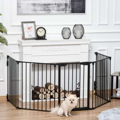 Barrière de sécurité pliante 300 cm en métal noir avec porte pour animaux