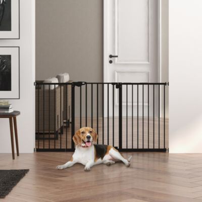 Barrière de sécurité pour animaux en métal noir 136,3 x 76,2 cm avec extensions