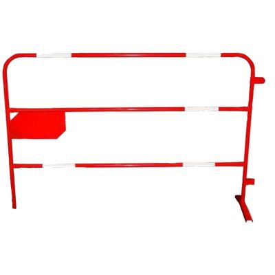 Barrière de signalisation de chantier acier rouge diam 25 mm avec plaque d'identification