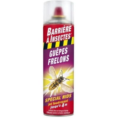 Aérosol BARRIERE A INSECTES Contre Guêpes Frelons Et Nids - 500ml - Jet Puissant Jusqu'à 6m - BARGUEPE500