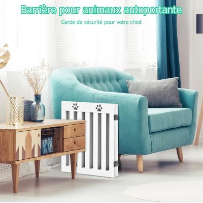 Barriere de Protection pour Chien Pliable Grille de Securite Pivotante par Charniere a 360 Degres Barriere de Securite (Blanc)