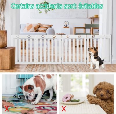 Barriere de Protection pour Chien Pliable Grille de Securite Pivotante par Charniere a 360 Degres Barriere de Securite (Blanc)