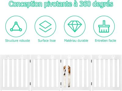 Barriere de Protection pour Chien Pliable Grille de Securite Pivotante par Charniere a 360 Degres Barriere de Securite (Blanc)