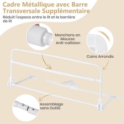 Barriere de Securite Enfant 100 cm, Barrière de Lit Bébé Rabattable ...