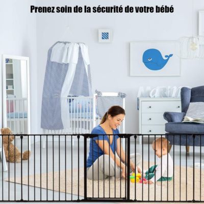 Barriere de Securite Enfant Bebe Animal Grill de Protection de Cheminee en Fer Cloture de Securite Escaliers 380X75CM