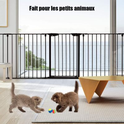 Barriere de Securite Enfant Bebe Animal Grill de Protection de Cheminee en Fer Cloture de Securite Escaliers 380X75CM