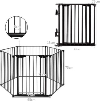 Barriere de Securite Enfant Bebe Animal Grill de Protection de Cheminee en Fer Cloture de Securite Escaliers 380X75CM