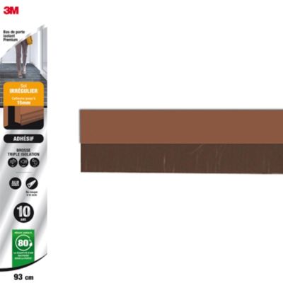 Bas de porte aluminium sol irrégulier adhésif Premium marron 93 cm 3M