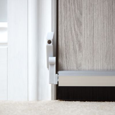 Bas de porte aluminium avec brosse rétractable, gris, 100 cm