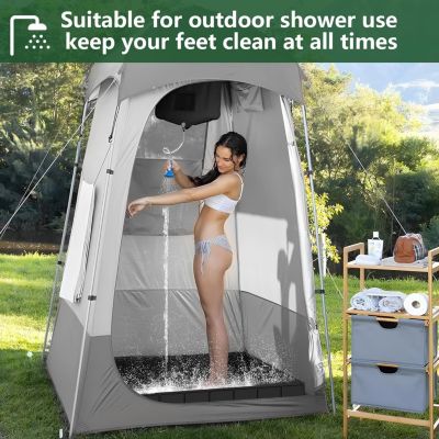 Base De Douche Portable Pliable – 104x104x25 Cm, PVC Noir, Tuyau D'évacuation 1 M, Pour Camping, Tente, Intérieur