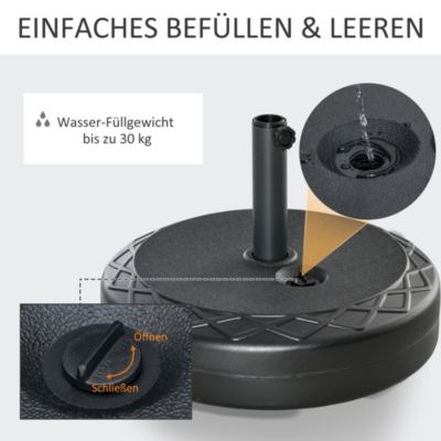 Base de Parasol HDPE, 30kg, Stabiles Halt für Sonnenschirme 38 ,48 mm