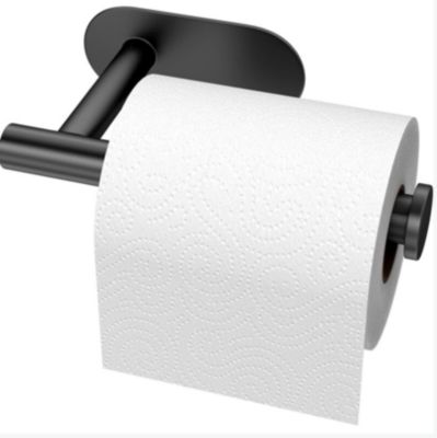 BASHLWUA 1 pc Porte-papier toilette noir, porte-papier toilette mural, porte-papier toilette sans perçage, porte-papier toilette a