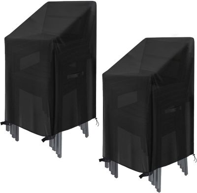 BASHLWUA 2 pièces (noir, 75X75X120 cm) housses de chaise de jardin empilables, housses de chaise de jardin imperméables, en tissu