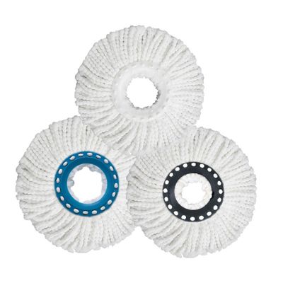 BASHLWUA 3 pièces Tête de rechange pour vadrouille rotative, tête de vadrouille en coton microfibre, chiffon de vadrouille univers