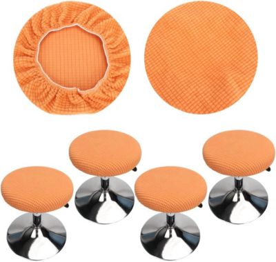 BASHLWUA 4 Pièces Housse Tabouret Rond(orange),  Housse Tabouret de Bar Rond, Lavable Facile d'entretien Doux et Durable, pour Tab
