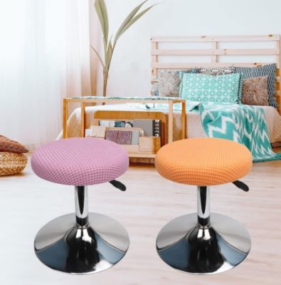 BASHLWUA 4 Pièces Housse Tabouret Rond(orange),  Housse Tabouret de Bar Rond, Lavable Facile d'entretien Doux et Durable, pour Tab