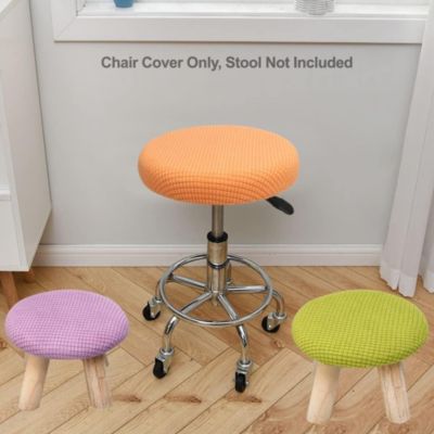 BASHLWUA 4 Pièces Housse Tabouret Rond(orange),  Housse Tabouret de Bar Rond, Lavable Facile d'entretien Doux et Durable, pour Tab