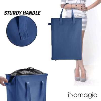 Panier à Linge Rond Pliable Imperméable - Taille M (49,6 Cm), Poignées, Pour Vêtements, Jouets, Couvertures