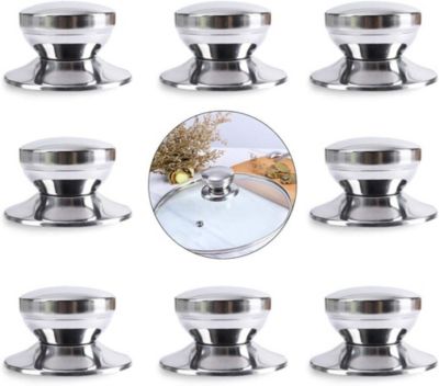 BASHLWUA 8 Pcs Poignée de Bouton de Couvercle de Casserole en Acier Inoxydable, Poignée de Bouton de Couvercle de Pot avec Vis
