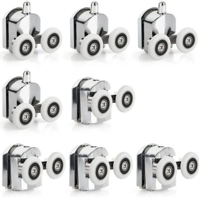 BASHLWUA 8 Roulettes de Porte de douche coulissante en alliage de Zinc, roulettes de remplacement de 25mm de diamètre, doubles rou