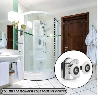 BASHLWUA 8 Roulettes de Porte de douche coulissante en alliage de Zinc, roulettes de remplacement de 25mm de diamètre, doubles rou