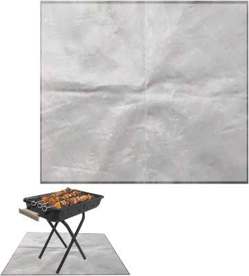 BASHLWUA 80cmx100cm  (Gris) Tapis De Barbecue RéSistant Au Feu, Tapis De Foyer Pour Terrasse Tapis Ignifuge, Résistant à la Chaleu