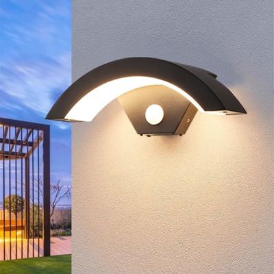 BASHLWUA Applique murale d'extérieur à LED avec détecteur de mouvement, applique murale d'extérieur moderne 24 W IP65 étanche, app